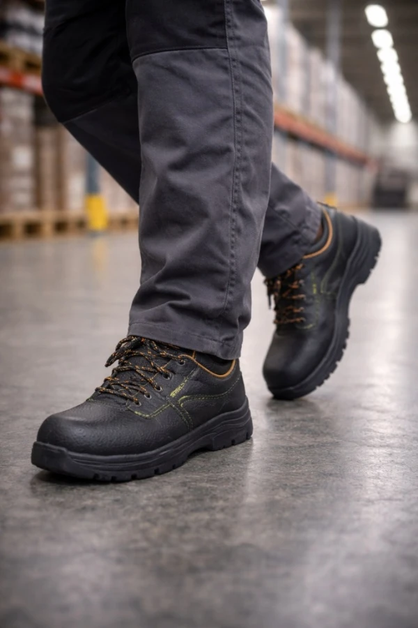 Buty półbuty robocze ochronne skórzane BLACK S1P z metalowym noskiem BHP