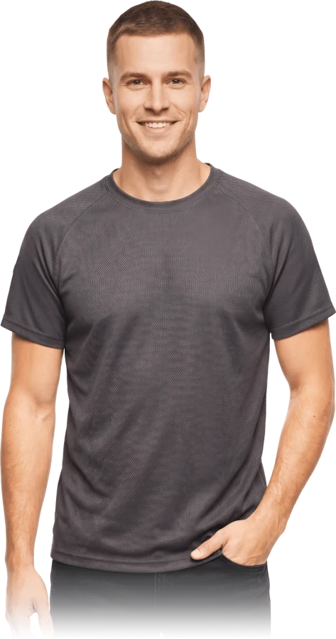 Koszulka męska T-shirt z siateczki SPORT&amp;WORK PORTO-GF grafitowa