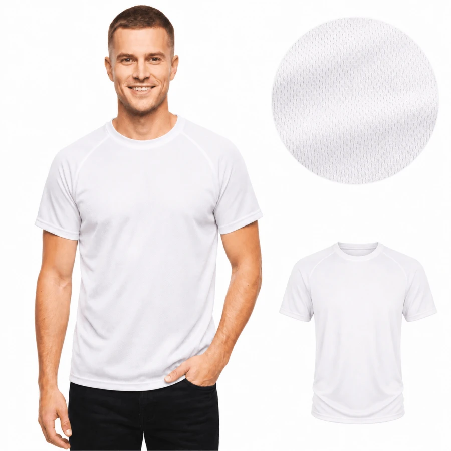 Koszulka męska T-shirt z siateczki SPORT&amp;WORK PORTO-SS W biała
