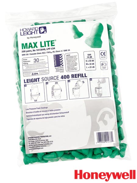 Zatyczki Stopery do uszu Wkładki Przeciwhałasowe HONEYWELL MAX LITE 400 szt