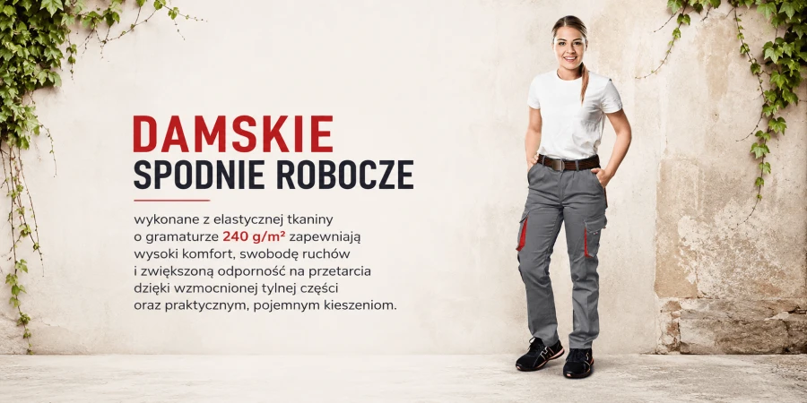 Elastyczne spodnie robocze damskie do pasa wygodne FRAULAND-T SC
