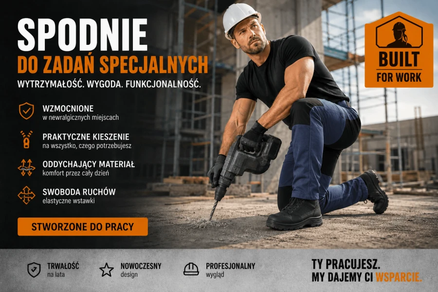 Spodnie robocze męskie elastyczne długie gumka w pasie HOBBER OCBB