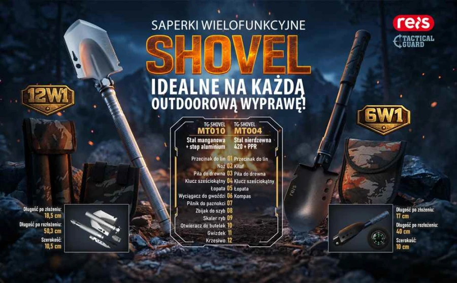 Saperka SKŁADANA wojskowa WIELOFUNKCYJNA outdorowa 6W1 TG-SHOVEL-MT004