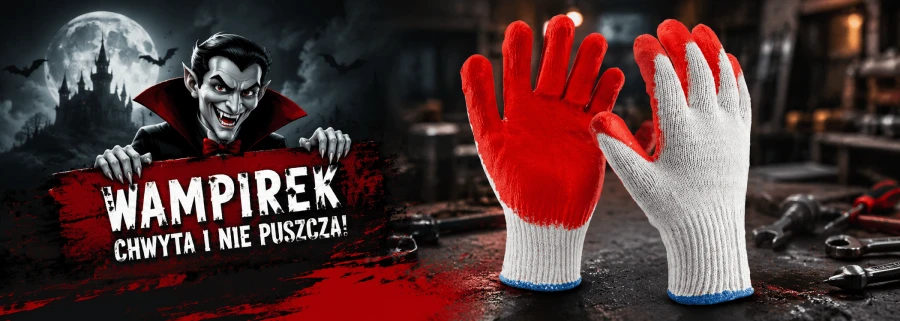 Rękawice robocze WAMPIRKI bawełniane, powlekane lateksem r. 9 - L 600 par
