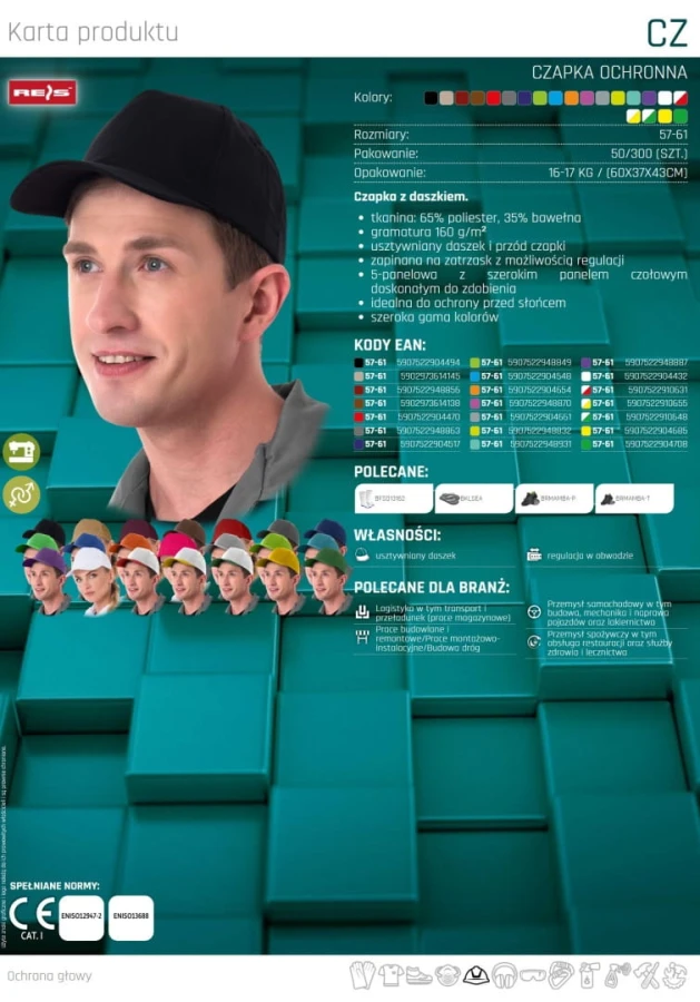 Letnia CZAPKA z DASZKIEM męska damska BEJSBOLÓWKA - ZIELONA