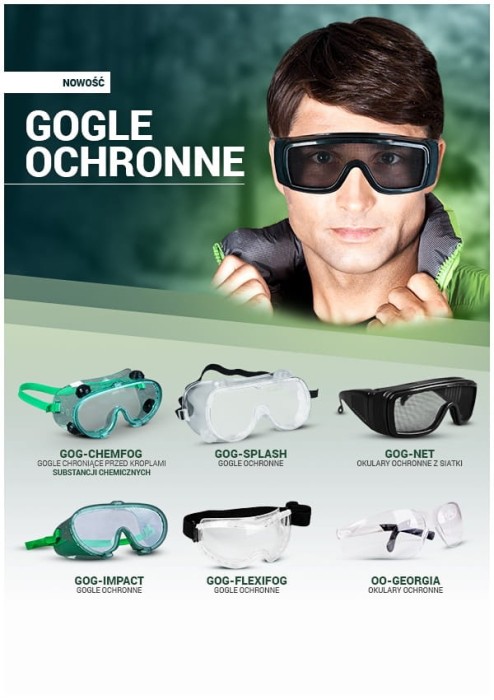 GOGLE ochronne nieparujące Anti Fog PRZECIWODPRYSKOWE FlexiFog T