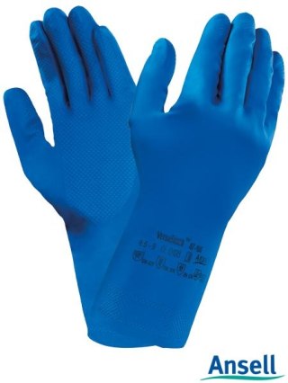 Rękawice robocze LATEKSOWE Gumowe flokowane UNIWERSALNE długie ANSELL AlphaTec® 87-195