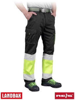 Elastyczne spodnie męskie robocze do pasa ochronne odblaski BAX-T BY