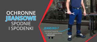 Wytrzymałe elastyczne spodnie robocze bawełna odblaski JEANS303-T B