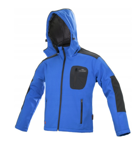 Kurtka robocza SOFTSHELL CLASSIC BLUE wodoodporna odpinany kaptur