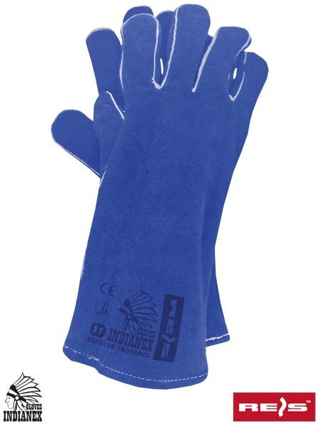 Rękawice ROBOCZE TRUDNOPALNE ze skóry bydlęcej BLUE-INDIANEX r. 11 - XXL Rękawice ROBOCZE TRUDNOPALNE ze skóry bydlęcej BLUE-INDIANEX r. 11 - XXL