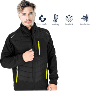 Kurtka męska SOFTSHELL ocieplana ODDYCHAJĄCA pikowana ODBLASKI Grande-J