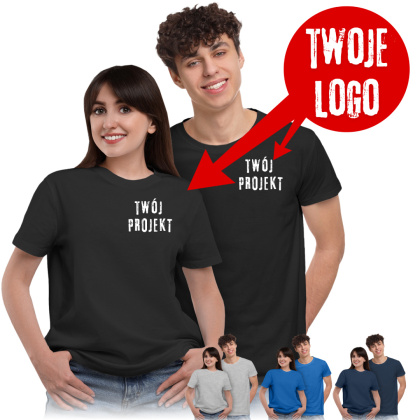 Koszulka męska TSHIRT z WŁASNYM LOGO męski damski 100% bawełna TR B