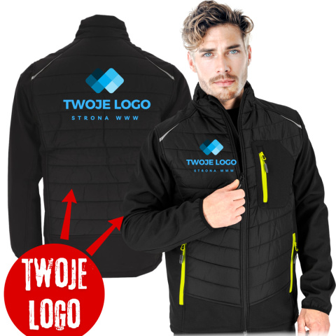 Kurtka softshell OCIEPLANA pikowana Z WŁASNYM NADRUKIEM LOGO Grande-J