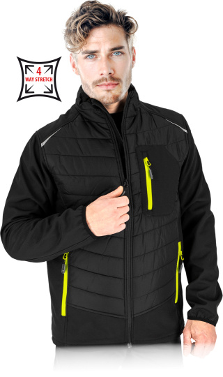 Kurtka męska SOFTSHELL ocieplana ODDYCHAJĄCA pikowana ODBLASKI Grande-J