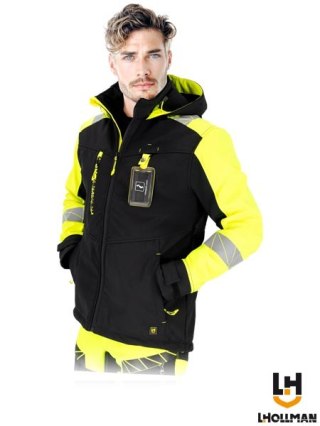 Kurtka SOFTSHELL męska Ostrzegawcza ELASTYCZNA Kaptur odpinany RAUT-SH