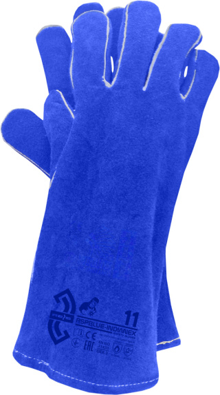 Rękawice ROBOCZE TRUDNOPALNE ze skóry bydlęcej BLUE-INDIANEX r. 11 - XXL