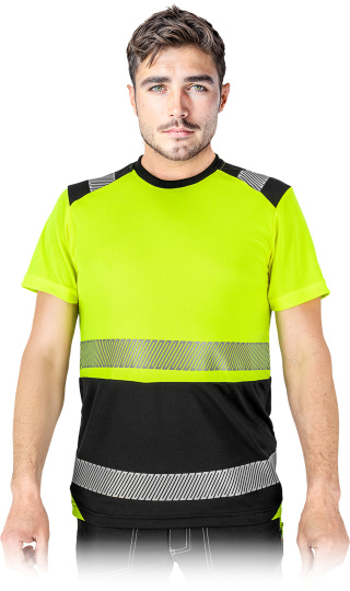 T-shirt ostrzegawczy z siateczki, męski - ŻÓŁTO-CZARNY REIS