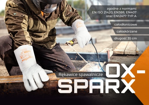 Rękawice robocze SPAWALNICZE skórzane OX-SPARX_JS rozmiar 11 - XXL 1 par Rękawice robocze SPAWALNICZE skórzane OX-SPARX_JS rozmiar 11 - XXL 1 par