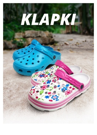 KROKSY KLAPKI ogrodowe chodaki lekkie codzienne buty EVA BCDOTS JN