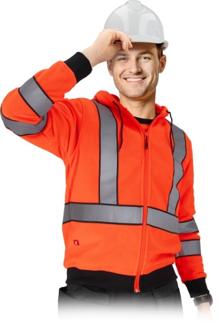 Bluza z polaru, ostrzegawcza z kapturem Reis LUMINO Pomarańczowa