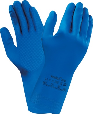 Rękawice robocze LATEKSOWE Gumowe flokowane UNIWERSALNE długie ANSELL AlphaTec® 87-195