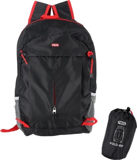 PLECAK SŁADANY do saszetki biwakowy turystyczny 44x27x15 - CZARNO-CZERWONY