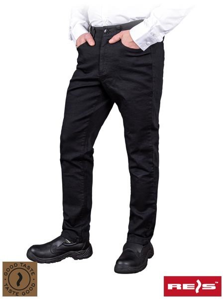 Elastyczne spodnie męskie do pasa czarne do pracy na co dzień TENUTO B