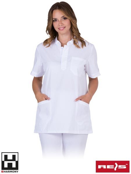 Bluza koszula damska biała medyczna kosmetyczna krótki rękaw LIRA-J